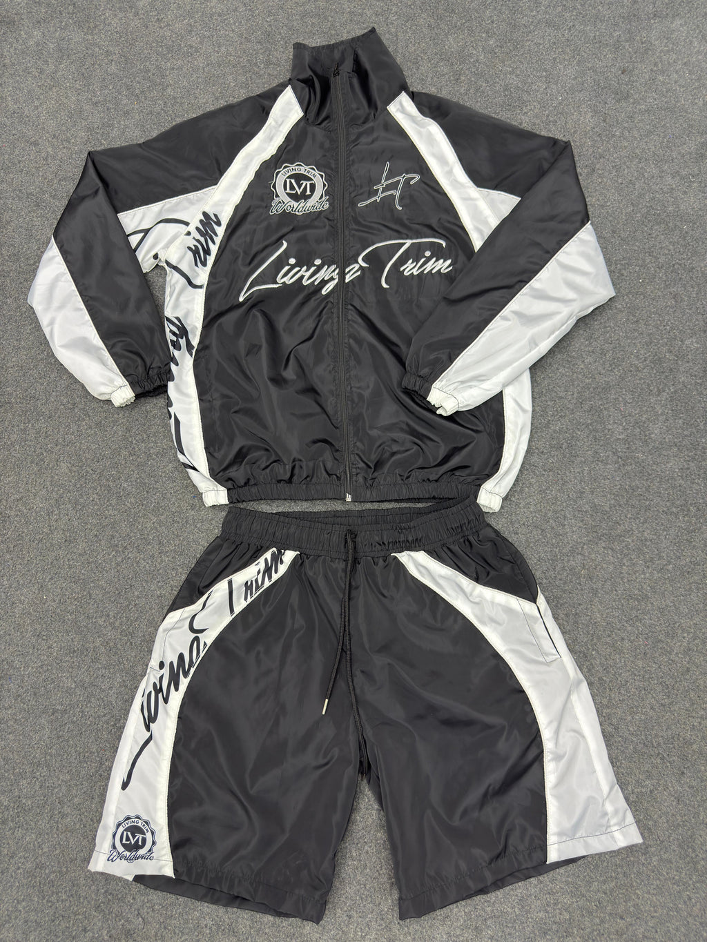"Black ice" LVT windbreaker shorts set
