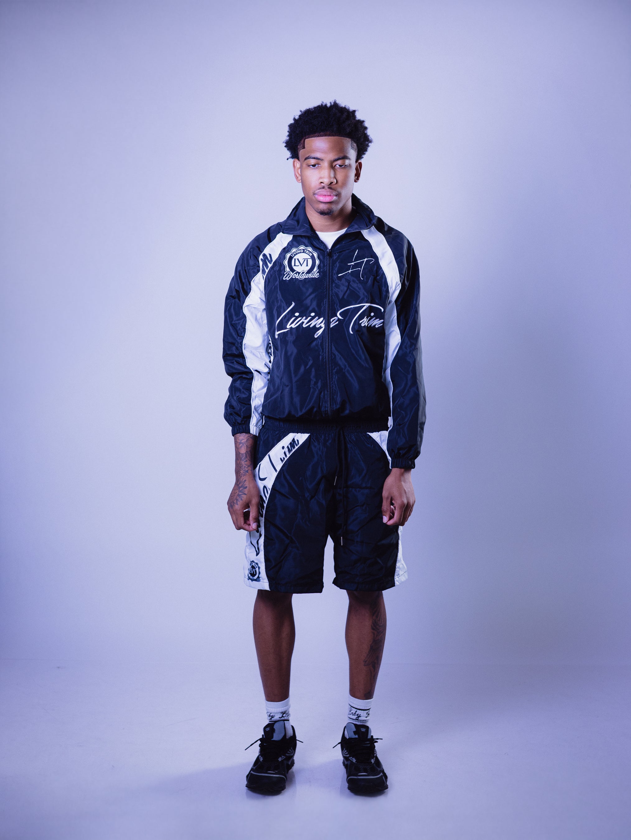 "Black ice" LVT windbreaker shorts set