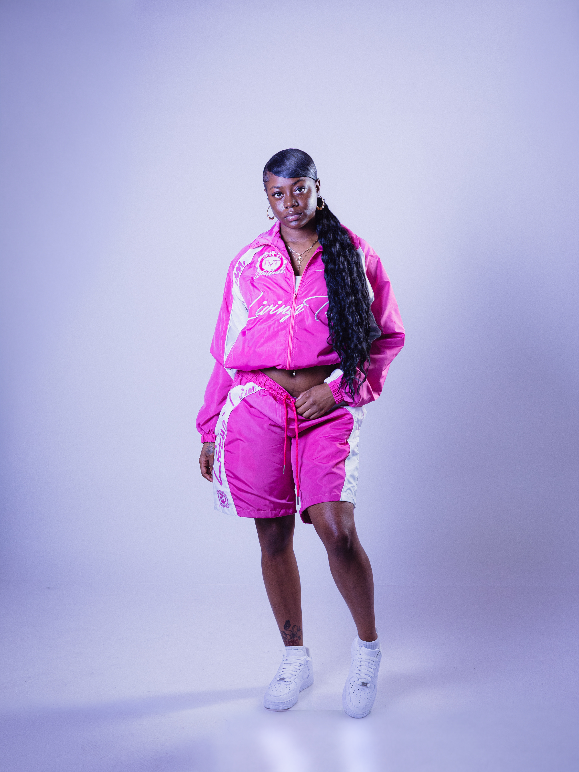 "Pink Love" LVT Windbreaker shorts set